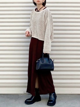 「シースルー」｜「アイテム（トップス、ベージュ系）」を使った、SIZUさん（レディース・156cm）の春コーディネート