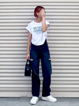 「EFOLE（エフォル）のMini boston shoulder bag / ミニボストン ショルダー バッグ（ボストンバッグ）」を使った、SIZUさん（レディース・156cm）の夏コーディネート