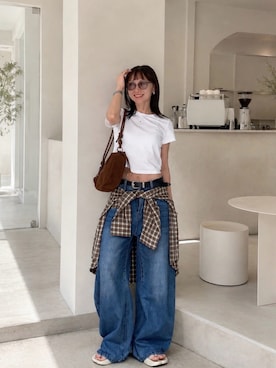 「アイテム（フェイスパウダー）」を使った、SIZUさん（レディース・156cm）の夏コーディネート