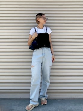 「tiptop（ティップトップ）のアイテム」を使った、SIZUさん（レディース・156cm）の夏コーディネート