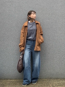 「DISCOAT（ディスコート）の【WEB限定】リブシアーロングスリーブ（Tシャツ/カットソー）」を使った、SIZUさん（レディース・156cm）の秋コーディネート