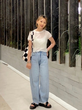 「アイテム（ベスト、シルバー系）」を使った、SIZUさん（レディース・156cm）の夏コーディネート