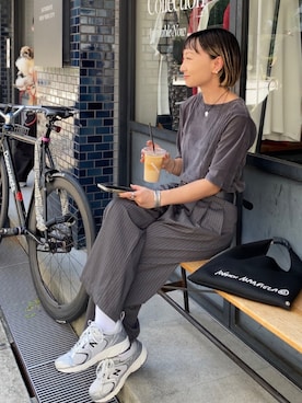 「アイテム（ネックレス）」を使った、SIZUさん（レディース・156cm）の秋コーディネート