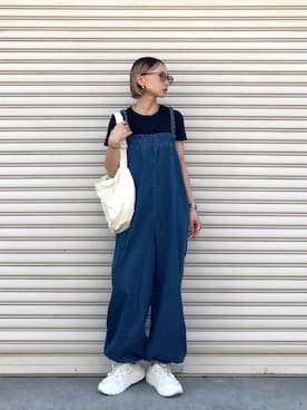 「アイテム（オールインワン・サロペット、ブルー系）」を使った、SIZUさん（レディース・156cm）の夏コーディネート