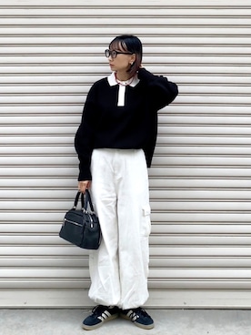 「アイテム（アクセサリー、レッド系）」を使った、SIZUさん（レディース・156cm）の秋コーディネート