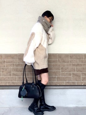 「アイテム（ネックウォーマー/スヌード）」を使った、SIZUさん（レディース・156cm）の冬コーディネート