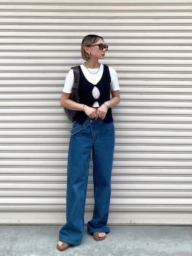 「アイテム（タンクトップ）」を使った、SIZUさん（レディース・156cm）の夏コーディネート