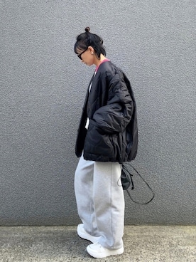 「アイテム（ノーカラーコート）」を使った、SIZUさん（レディース・156cm）の秋コーディネート