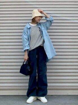 「PHILLY（フィリー）のアイテム（帽子）」を使った、SIZUさん（レディース・156cm）の春コーディネート