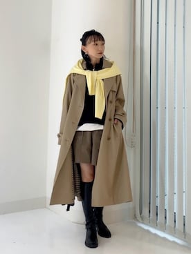 「アイテム（トレンチコート）」を使った、SIZUさん（レディース・156cm）の冬コーディネート