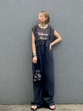 「GRL（グレイル）のアイテム（オールインワン・サロペット）」を使った、SIZUさん（レディース・156cm）の夏コーディネート
