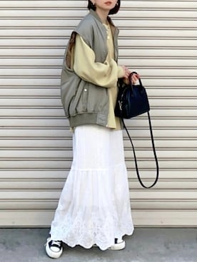 「Simplicite（サンプリシテ）のアイテム」を使った、SIZUさん（レディース・156cm）の春コーディネート