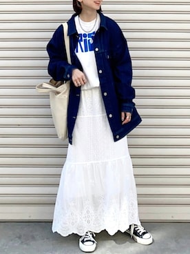 「Simplicite（サンプリシテ）のアイテム」を使った、SIZUさん（レディース・156cm）の春コーディネート