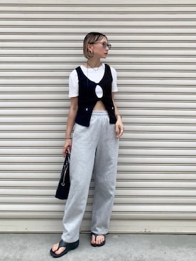 「アイテム（ボストンバッグ）」を使った、SIZUさん（レディース・156cm）の夏コーディネート