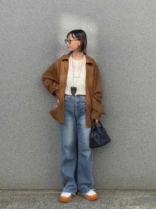 「solleim（ソルレム）のシアーベロアヘンリーネックロンT（Tシャツ/カットソー）」を使った、SIZUさん（レディース・156cm）の秋コーディネート