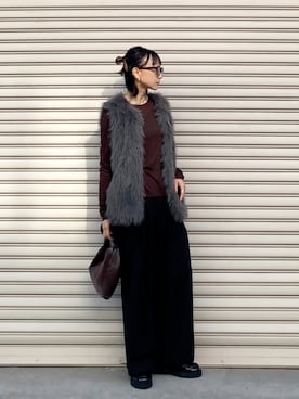 「アイテム（ベスト）」を使った、SIZUさん（レディース・156cm）の冬コーディネート