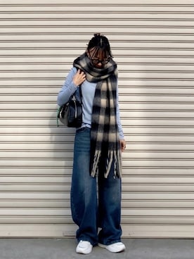 「アイテム（ブラック系）」を使った、SIZUさん（レディース・156cm）の冬コーディネート