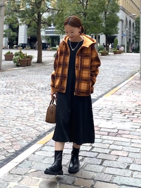 「UNIQLO（ユニクロ）のアイテム（ワンピース/ドレス）」を使った、SIZUさん（レディース・156cm）の秋コーディネート