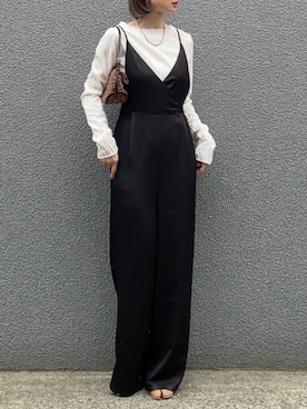 「アイテム（オールインワン・サロペット）」を使った、SIZUさん（レディース・156cm）の秋コーディネート