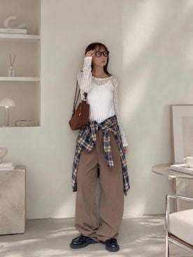 「コーデュロイ」｜SIZUさん（レディース・156cm）の秋コーディネート