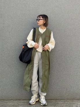 「アイテム（メガネ）」を使った、SIZUさん（レディース・156cm）の秋コーディネート