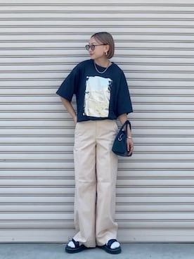 「FREAK'S STORE（フリークスストア）のアイテム（ボストンバッグ）」を使った、SIZUさん（レディース・156cm）の夏コーディネート