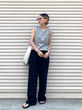 「アイテム（トートバッグ）」を使った、SIZUさん（レディース・156cm）の夏コーディネート