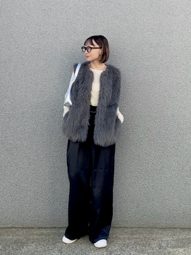 「アイテム（ベスト）」を使った、SIZUさん（レディース・156cm）の秋コーディネート