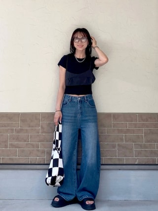 「feepur（フェピュール）のメランジブラトップビスチェ（その他トップス）」を使った、SIZUさん（レディース・156cm）の夏コーディネート