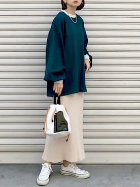 「reca（レカ）のアイテム（スウェット）」を使った、SIZUさん（レディース・156cm）の春コーディネート