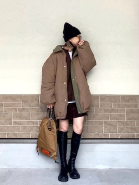 「アイテム（バックパック/リュック）」を使った、SIZUさん（レディース・156cm）の冬コーディネート