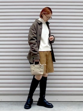 「U.S. POLO ASSN.（ユーエスポロアッスン）のアイテム（ショルダーバッグ）」を使った、SIZUさん（レディース・156cm）の秋コーディネート