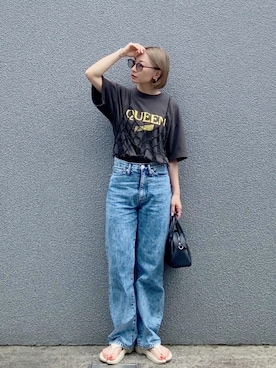 「FREAK'S STORE（フリークスストア）のアイテム（ボストンバッグ）」を使った、SIZUさん（レディース・156cm）の夏コーディネート