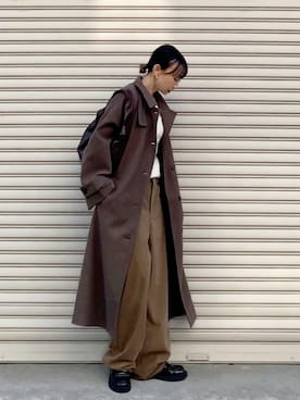 「アイテム（ステンカラーコート）」を使った、SIZUさん（レディース・156cm）の冬コーディネート
