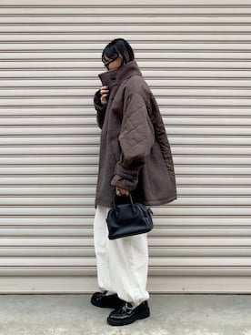 「アイテム（ボストンバッグ）」を使った、SIZUさん（レディース・156cm）の秋コーディネート