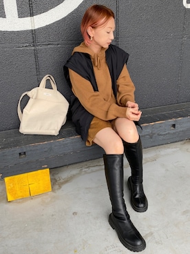 「AS KNOW AS plus（アズノゥアズプラス）のアイテム（ジャケット/アウター）」を使った、SIZUさん（レディース・156cm）の秋コーディネート