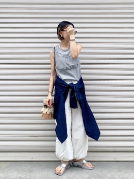 「アイテム（タンクトップ）」を使った、SIZUさん（レディース・156cm）の夏コーディネート