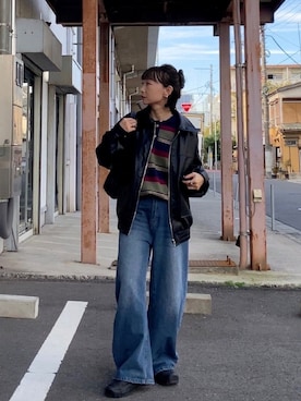 「TIDEWAY（タイドウェイ）のアイテム（バッグ）」を使った、SIZUさん（レディース・156cm）の秋コーディネート