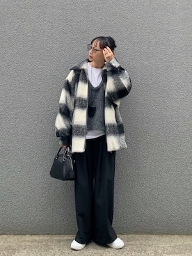 「アイテム（ストール/ショール）」を使った、SIZUさん（レディース・156cm）の秋コーディネート