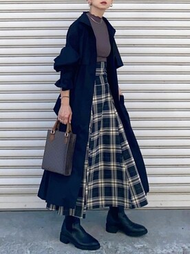 「JUNOAH（ジュノア）のアイテム（ジャケット/アウター）」を使った、SIZUさん（レディース・156cm）の秋コーディネート