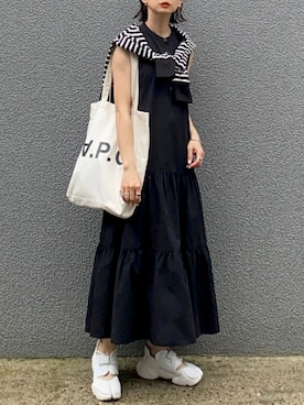「UNIQLO（ユニクロ）のアイテム（ワンピース/ドレス）」を使った、SIZUさん（レディース・156cm）の夏コーディネート