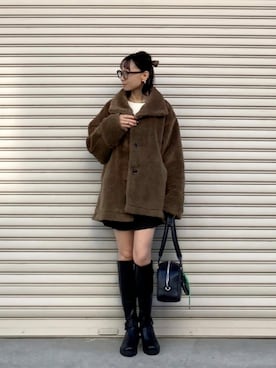 「アイテム（ボストンバッグ）」を使った、SIZUさん（レディース・156cm）の冬コーディネート