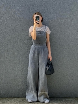 「GRL（グレイル）のアイテム（オールインワン・サロペット）」を使った、SIZUさん（レディース・156cm）の夏コーディネート