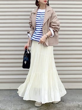 「Simplicite（サンプリシテ）のアイテム」を使った、SIZUさん（レディース・156cm）の春コーディネート