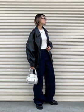 「アイテム（メガネ）」を使った、SIZUさん（レディース・156cm）の秋コーディネート