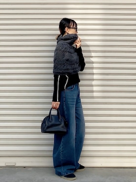 「アイテム（ボストンバッグ）」を使った、SIZUさん（レディース・156cm）の秋コーディネート