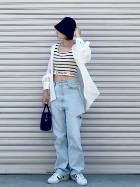 「FREAK'S STORE（フリークスストア）のアイテム（ボストンバッグ）」を使った、SIZUさん（レディース・156cm）の夏コーディネート