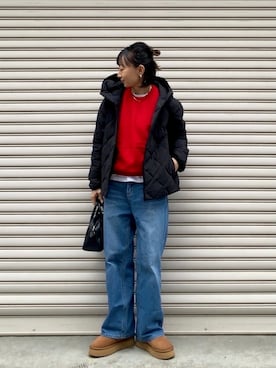 「アイテム（ボストンバッグ）」を使った、SIZUさん（レディース・156cm）の秋コーディネート