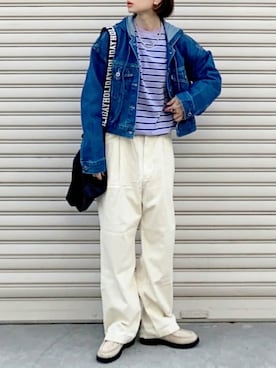 「Levis」｜「アイテム（デニムジャケット）」を使った、SIZUさん（レディース・156cm）の冬コーディネート