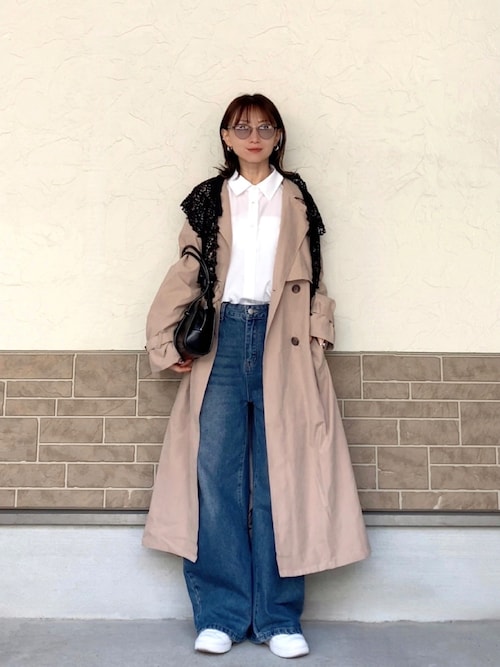 「NIKE(ナイキ)の【NIKE】WMNS AIR FORCE 1 '07 エアフォースワン(スニーカー)」を使った、SIZUさん(レディース・156cm)の春コーディネート